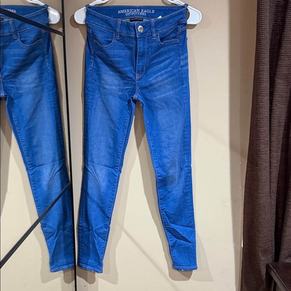 American Eagle Outfitters Bright Blue High-Rise Skinny Jeans - Women